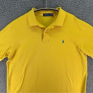 Ralph Lauren Polo Shirt Men 2XB Big Yellow Short Sleeve 100% Cotton Blue Pony